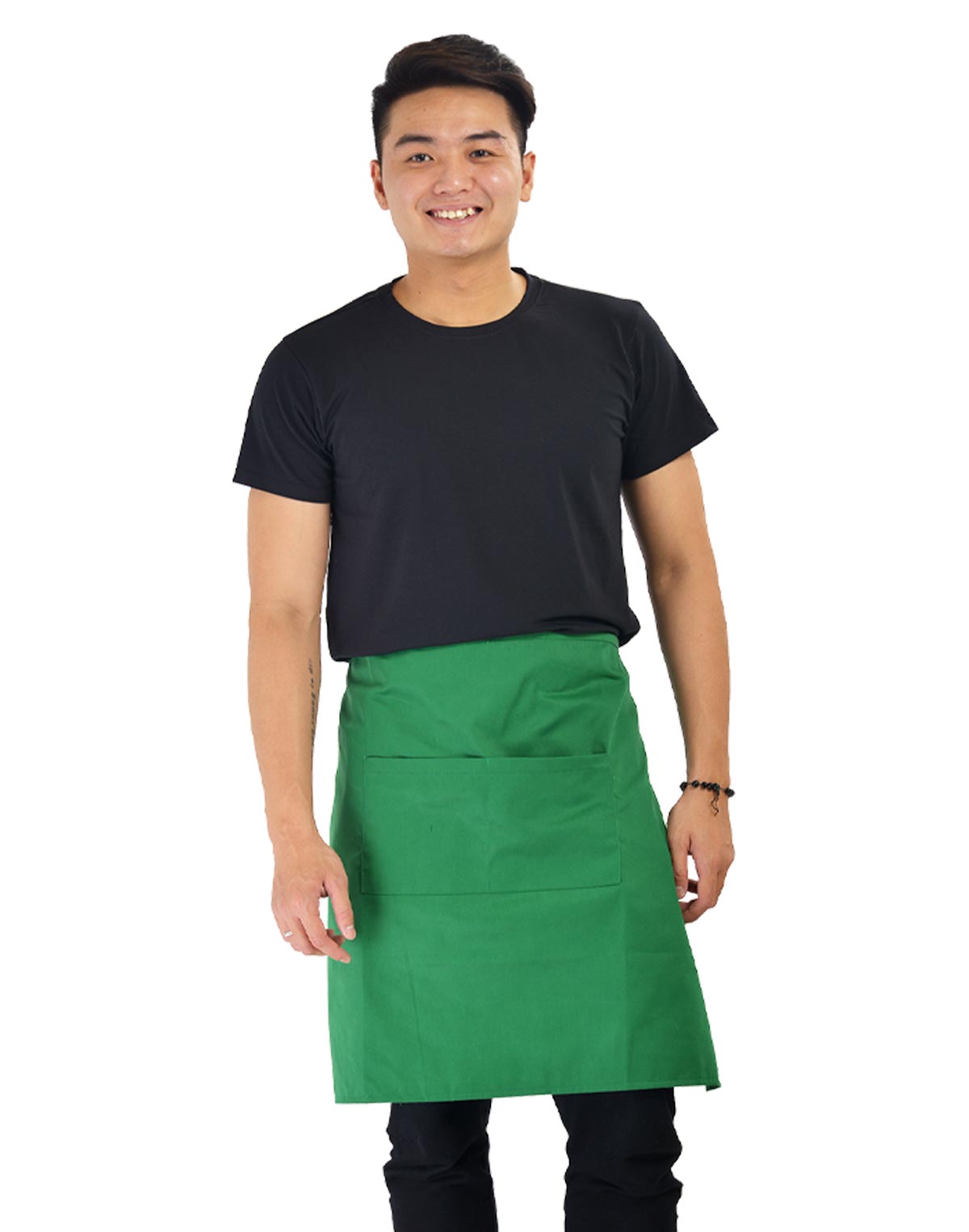 Tạp dề may sẵn dáng ngắn màu xanh lá cây